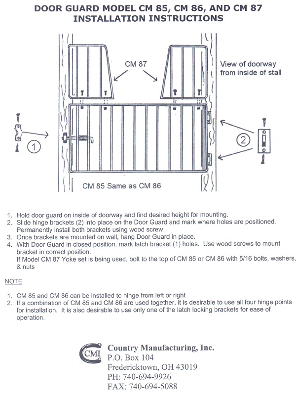 CMI Stall Door Guard Installation Instructions